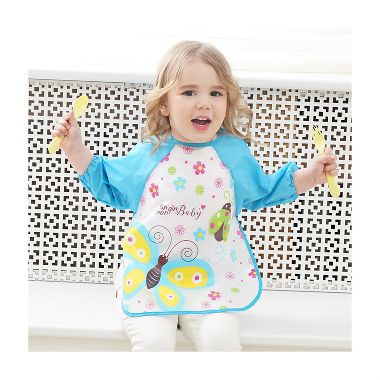 HZ-eco Hz Eco Cartoon Muster Langarm wasserdicht und schmutzabweisend Baby Langarm Lätzchen Abdeckung