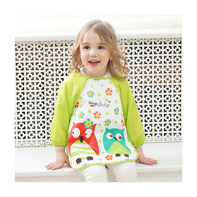 HZ-eco Hz Eco Cartoon Muster Langarm wasserdicht und schmutzabweisend Baby Langarm Lätzchen Abdeckung