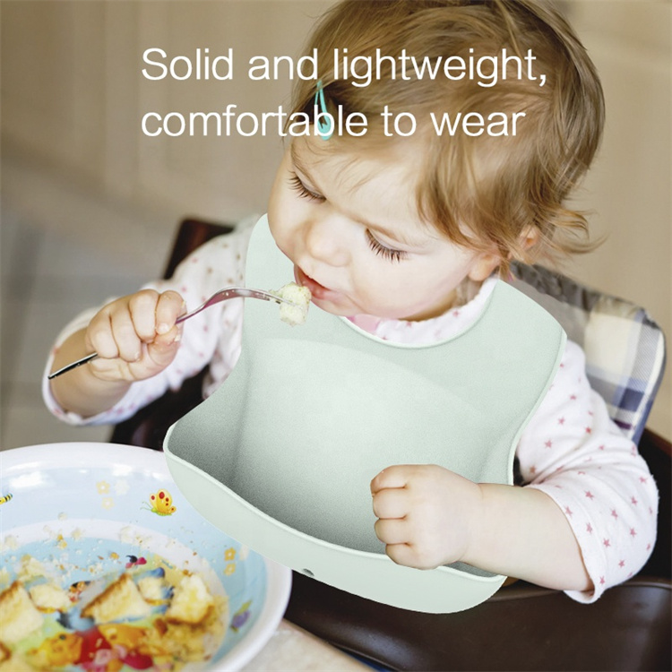 Solide Farbe wasserdicht und öldicht Baby Silikon Lätzchen