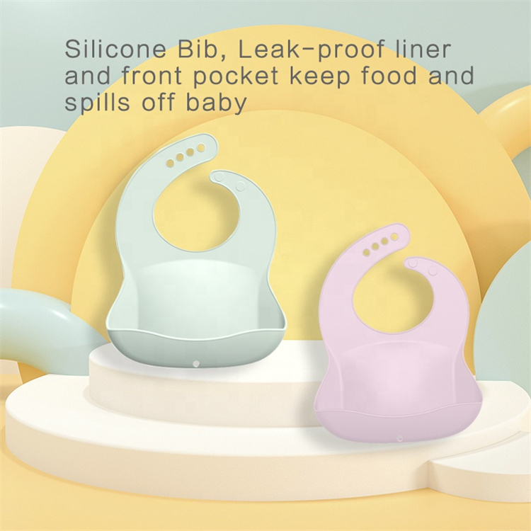 Solide Farbe wasserdicht und öldicht Baby Silikon Lätzchen