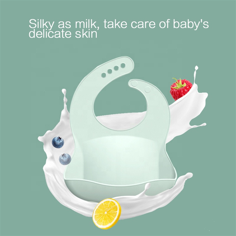 Solide Farbe wasserdicht und öldicht Baby Silikon Lätzchen