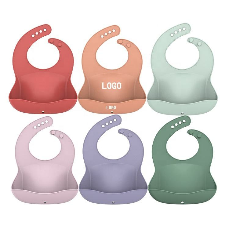 Solide Farbe wasserdicht und öldicht Baby Silikon Lätzchen