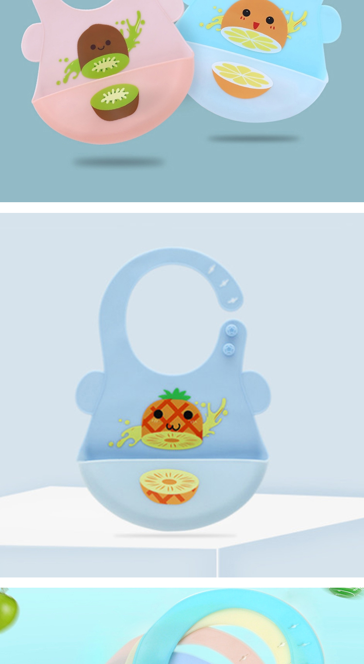 Legenday Fruchtmuster wasserdicht und öldicht Baby Silikon Lätzchen