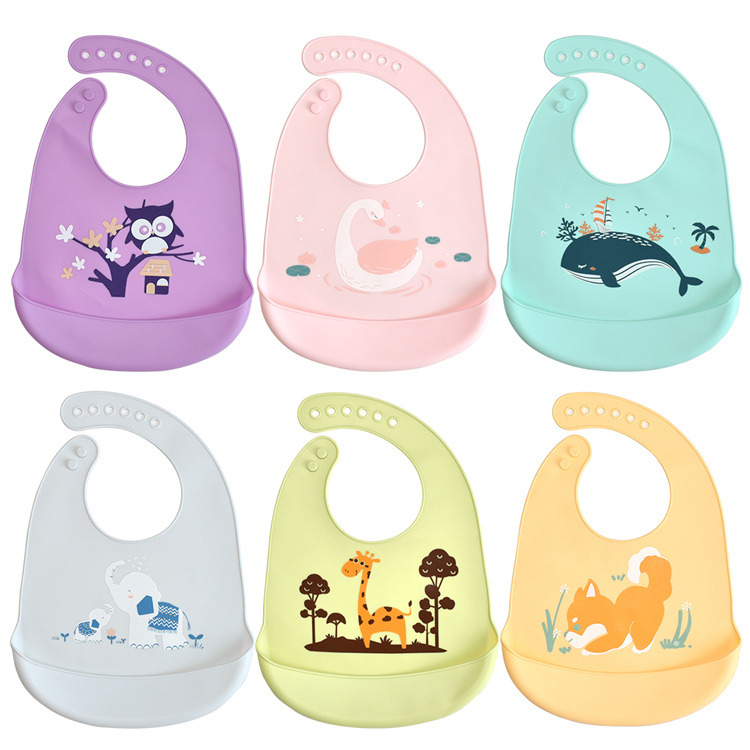 Bellelibre Tiermuster wasserdicht und öldicht Baby Silikon Lätzchen
