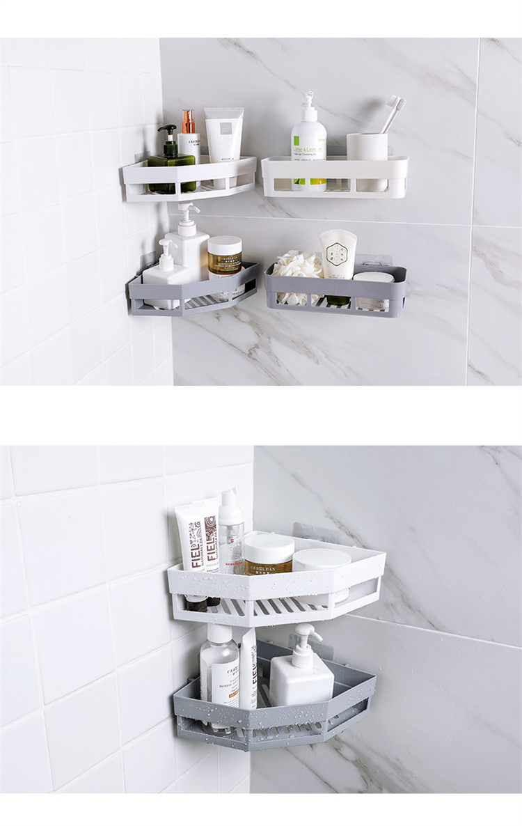[3 Pakete] traceless Wand montierte dreieckige Aufbewahrungsregal im Badezimmer