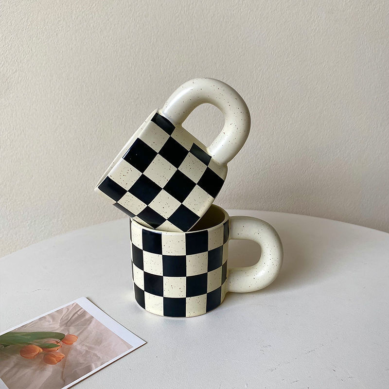 Schachbrett Keramik Kaffee Tasse Fett Tasse