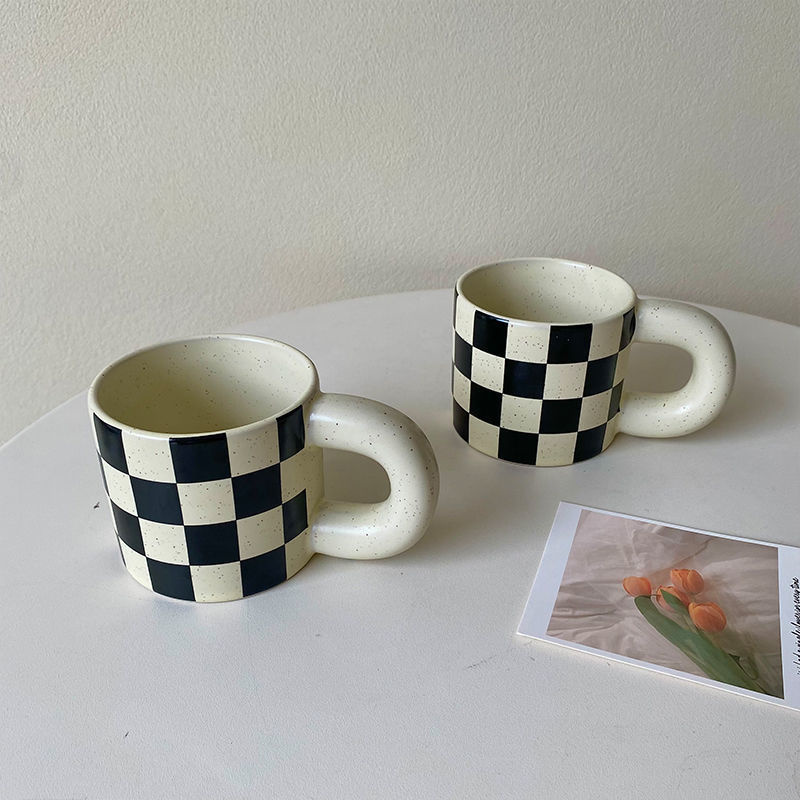 Schachbrett Keramik Kaffee Tasse Fett Tasse