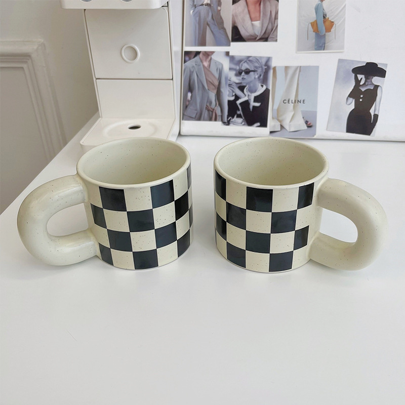Schachbrett Keramik Kaffee Tasse Fett Tasse