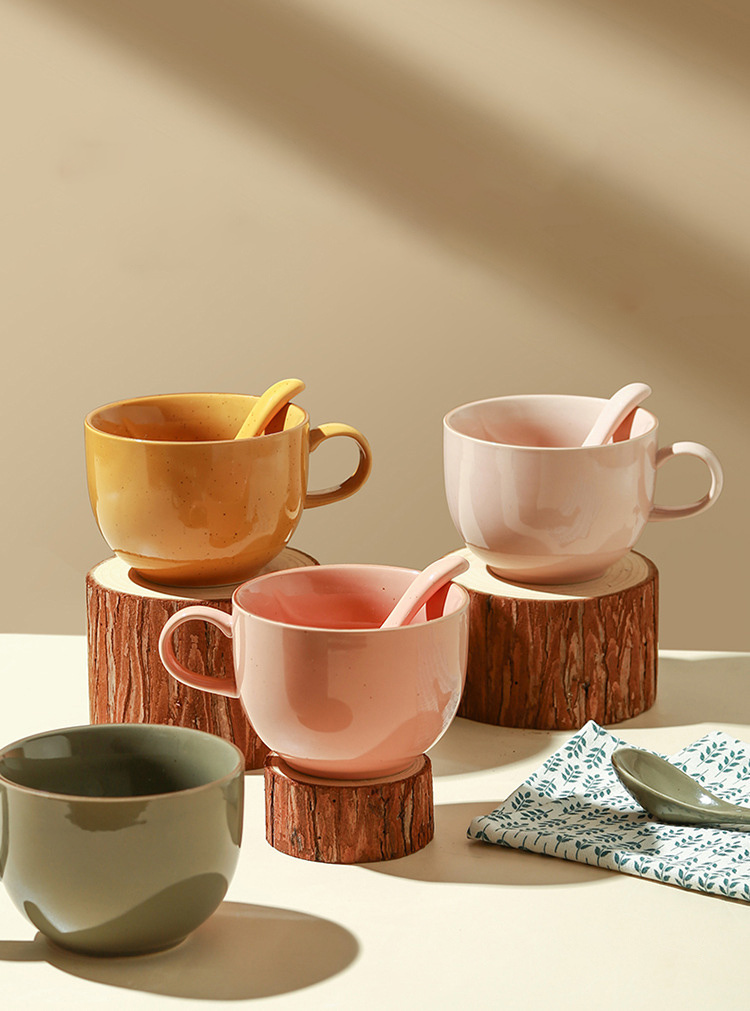 Große Kapazität Keramik Tasse Frühstück Tasse Haferflocken Schüssel