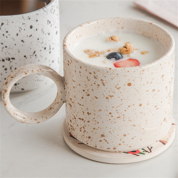 Splash Art Keramik Nordic Kaffeetasse mit großem Ohrgriff