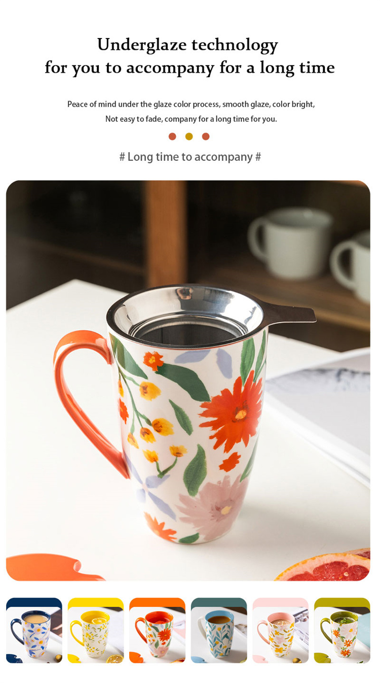 Blumenmuster farbige Glasur Wasser Tasse