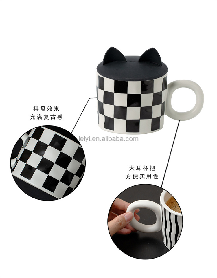 Große Kapazität Tasse und Kaffeetasse mit Katze Ohrdeckel