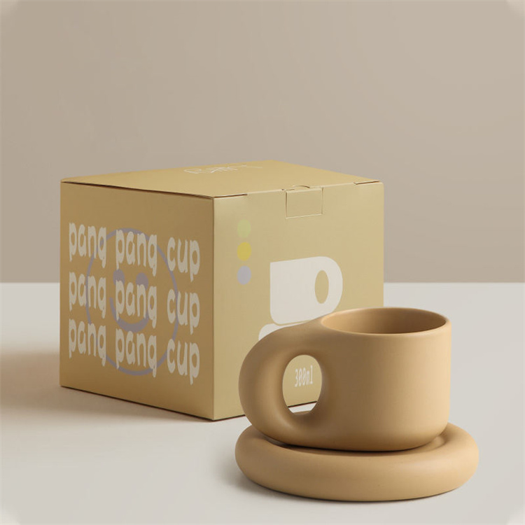 Chubby Mug Keramik Kaffeetasse mit Untersetzer