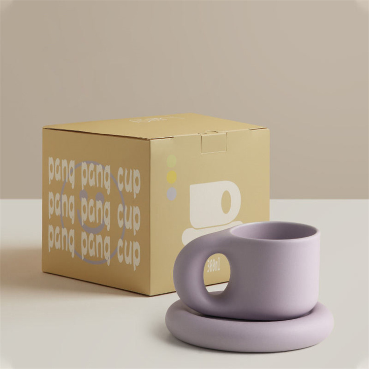 Chubby Mug Keramik Kaffeetasse mit Untersetzer