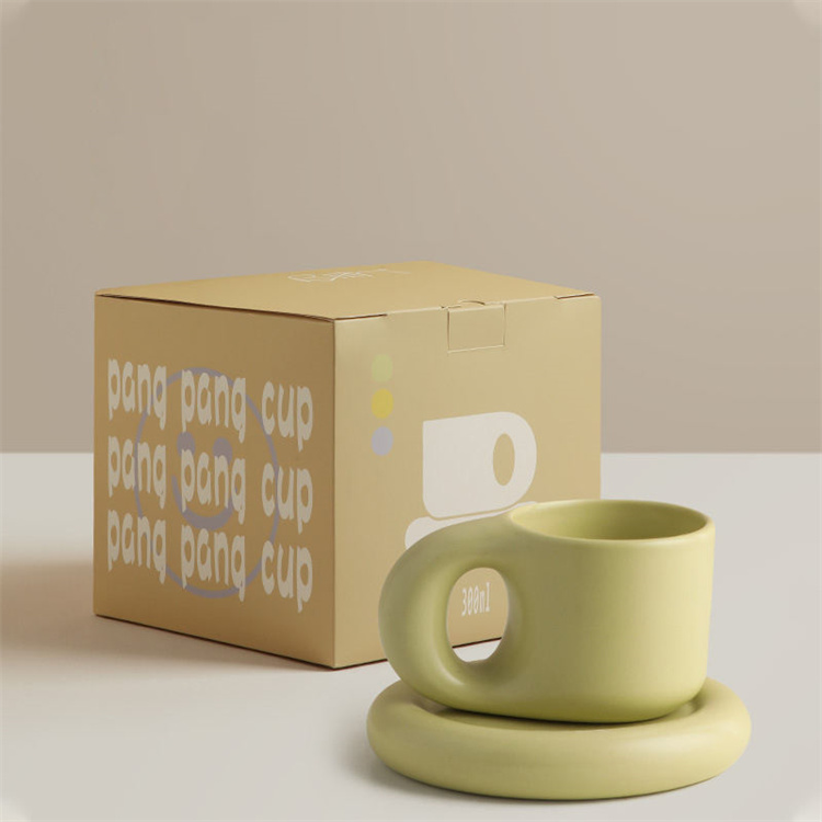 Chubby Mug Keramik Kaffeetasse mit Untersetzer
