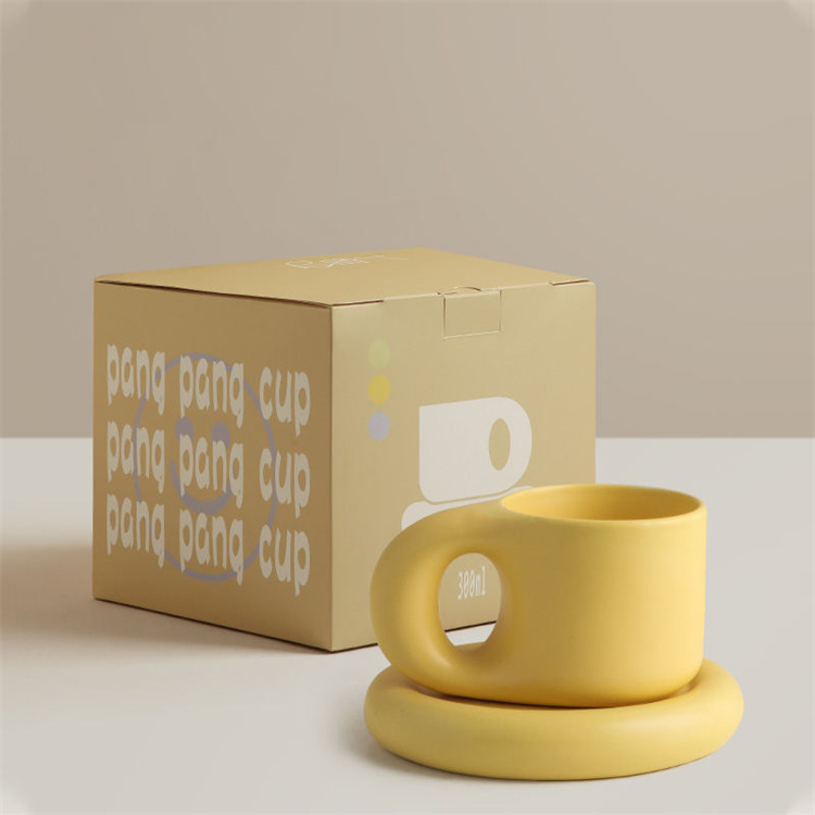 Chubby Mug Keramik Kaffeetasse mit Untersetzer