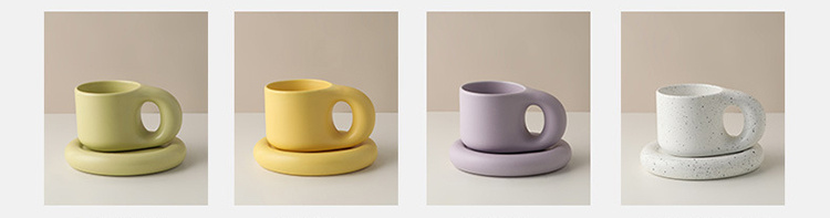Chubby Mug Keramik Kaffeetasse mit Untersetzer