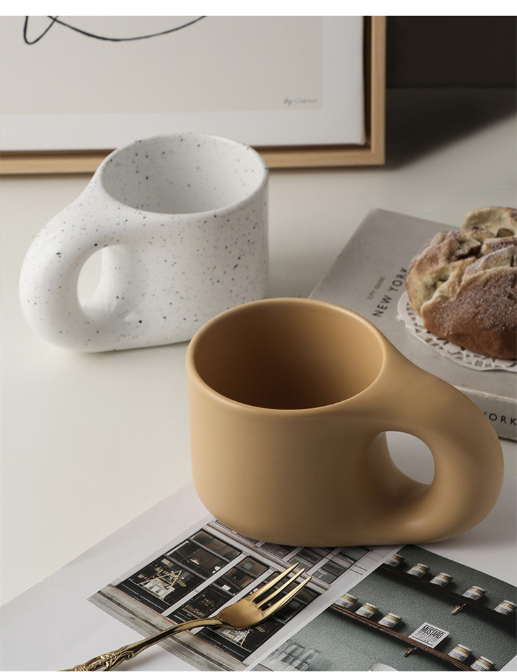 Chubby Mug Keramik Kaffeetasse mit Untersetzer
