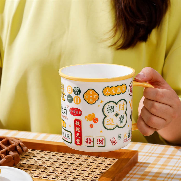 Madou Kreative Tasche Abdeckung Emaille Tasse Tee Glas 450ml