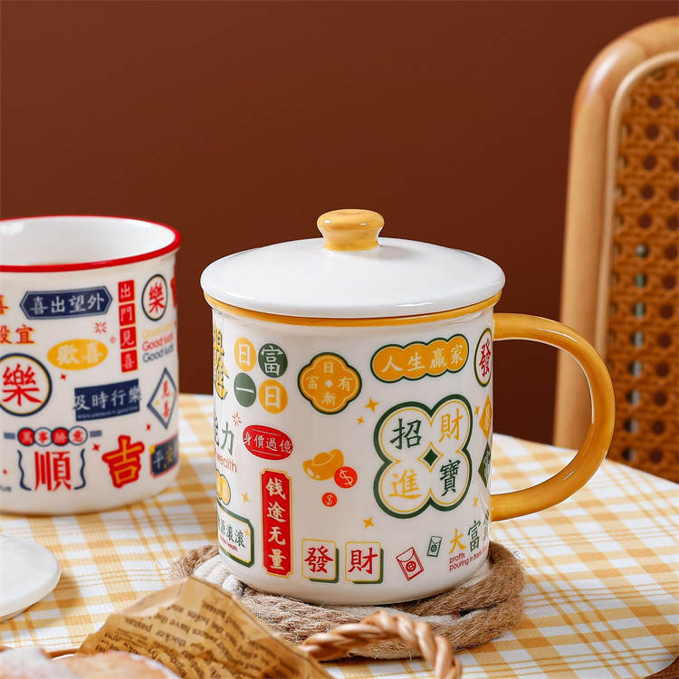 Madou Kreative Tasche Abdeckung Emaille Tasse Tee Glas 450ml