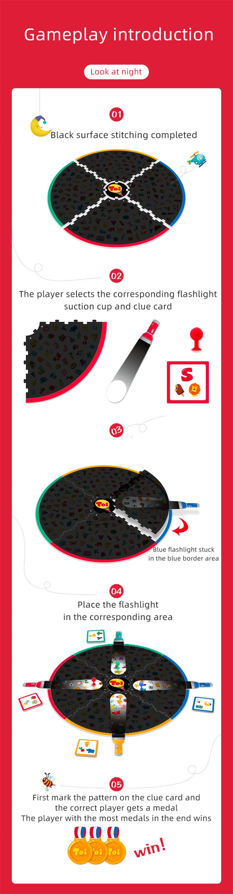 TOI Bringen Sie kleines Taschenlampen -Kinderbrettspiel Early Education Marmor Spielzeug mit