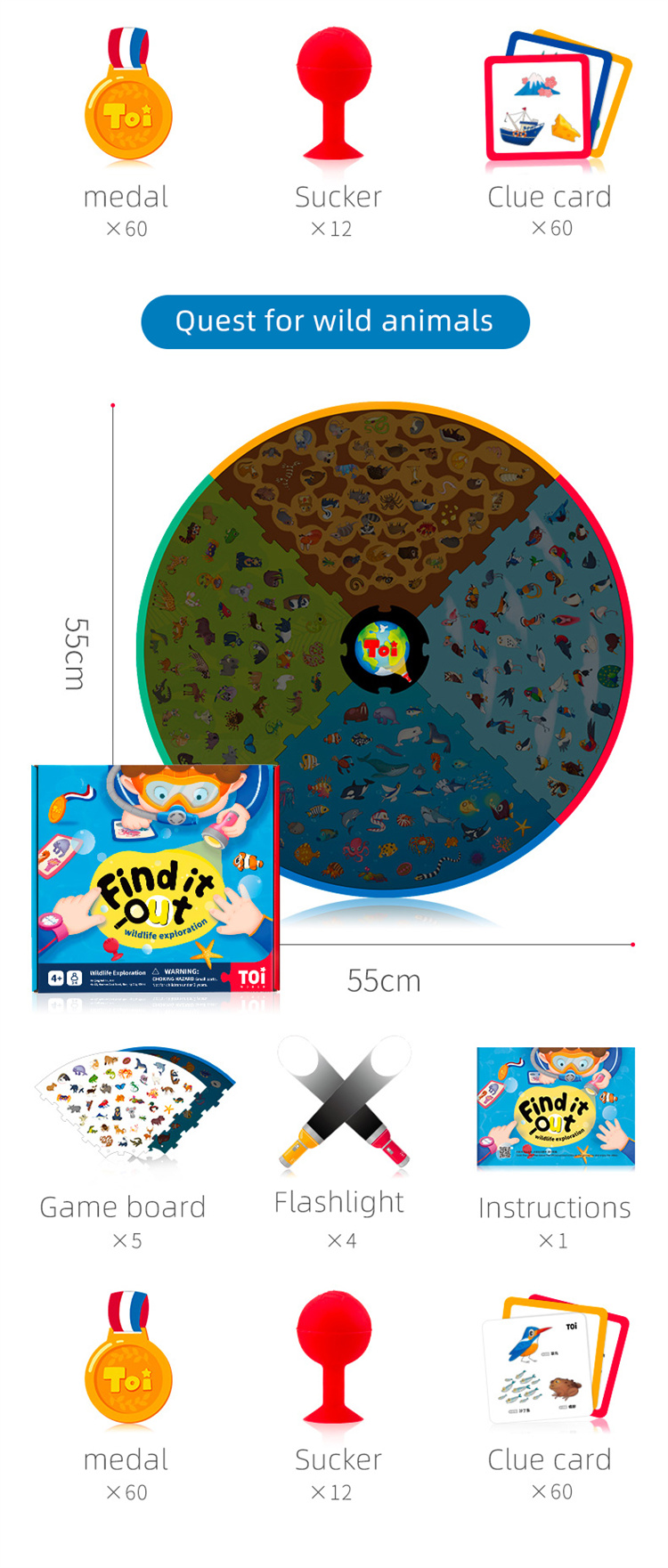TOI Bringen Sie kleines Taschenlampen -Kinderbrettspiel Early Education Marmor Spielzeug mit