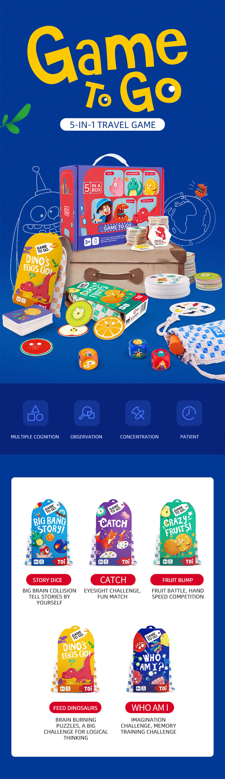 TOI Fünf -in -the -in -in -ein Baby frühes Unterrichtskartenspielzeug