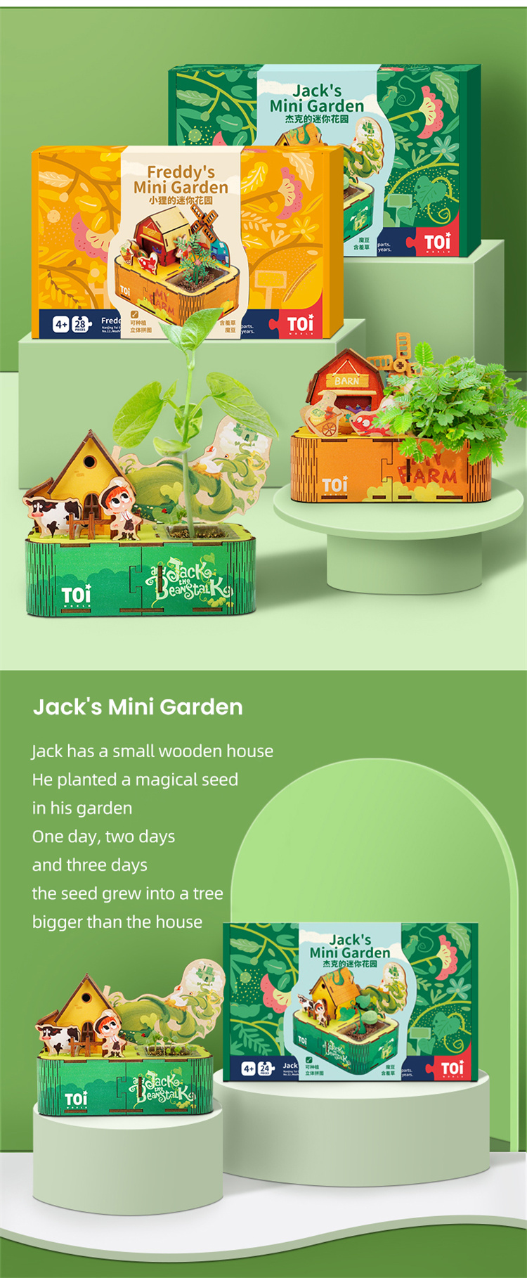 TOI 3D -Puzzlespielzeug für Mini -Gartenpflanzung