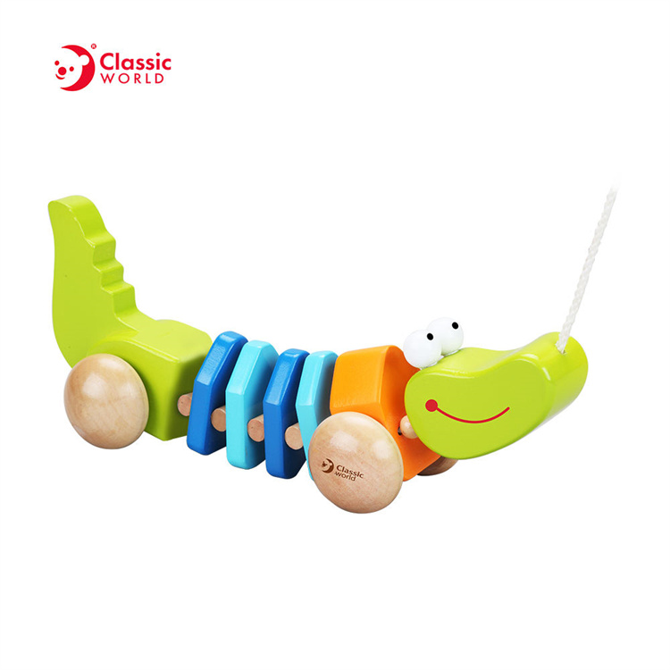 Classic World Hölzerner Schubpushing Rolling Crocodile Baby Spielzeug