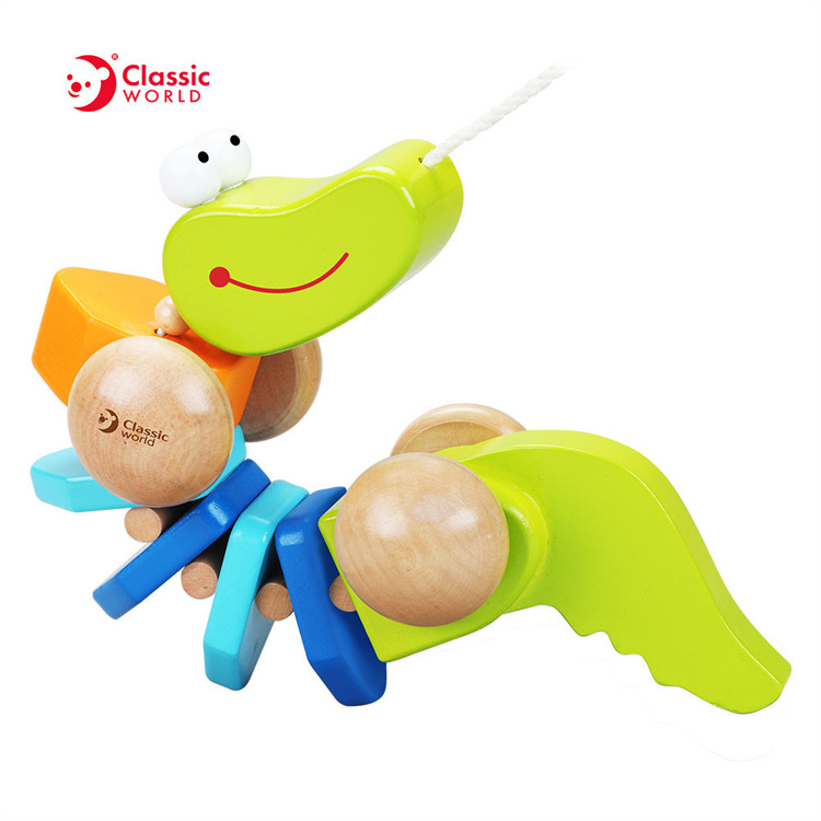 Classic World Hölzerner Schubpushing Rolling Crocodile Baby Spielzeug