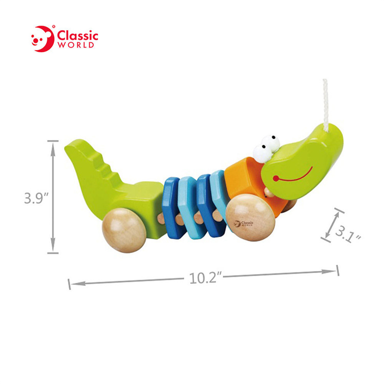 Classic World Hölzerner Schubpushing Rolling Crocodile Baby Spielzeug
