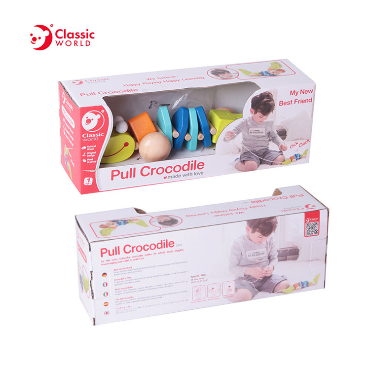 Classic World Hölzerner Schubpushing Rolling Crocodile Baby Spielzeug