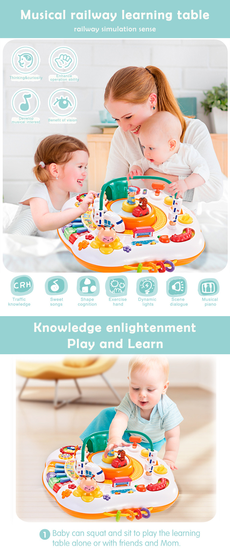 GOODWAY Zwei -In -Eins -Spaß -Kinderrätsel -Spielzeugtisch