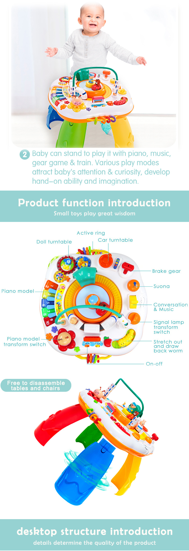 GOODWAY Zwei -In -Eins -Spaß -Kinderrätsel -Spielzeugtisch