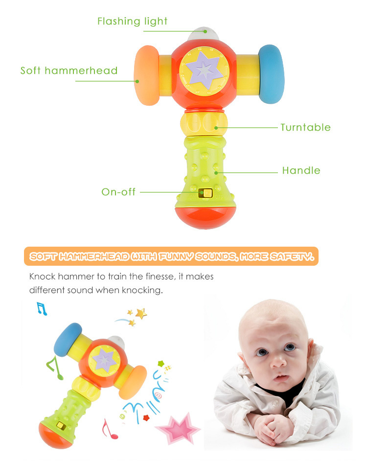 GOODWAY Plastikweicher Kopf Baby klopft Spielzeug mit Beleuchtung