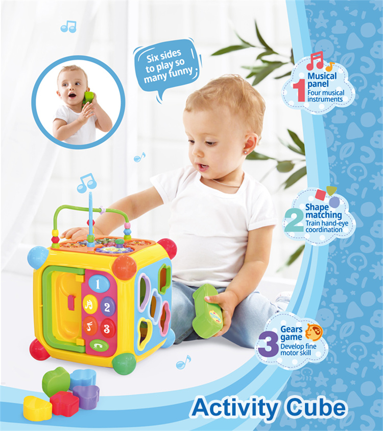GOODWAY Sechsseitige Musikwürfel -Baby -Puzzlespielzeuge