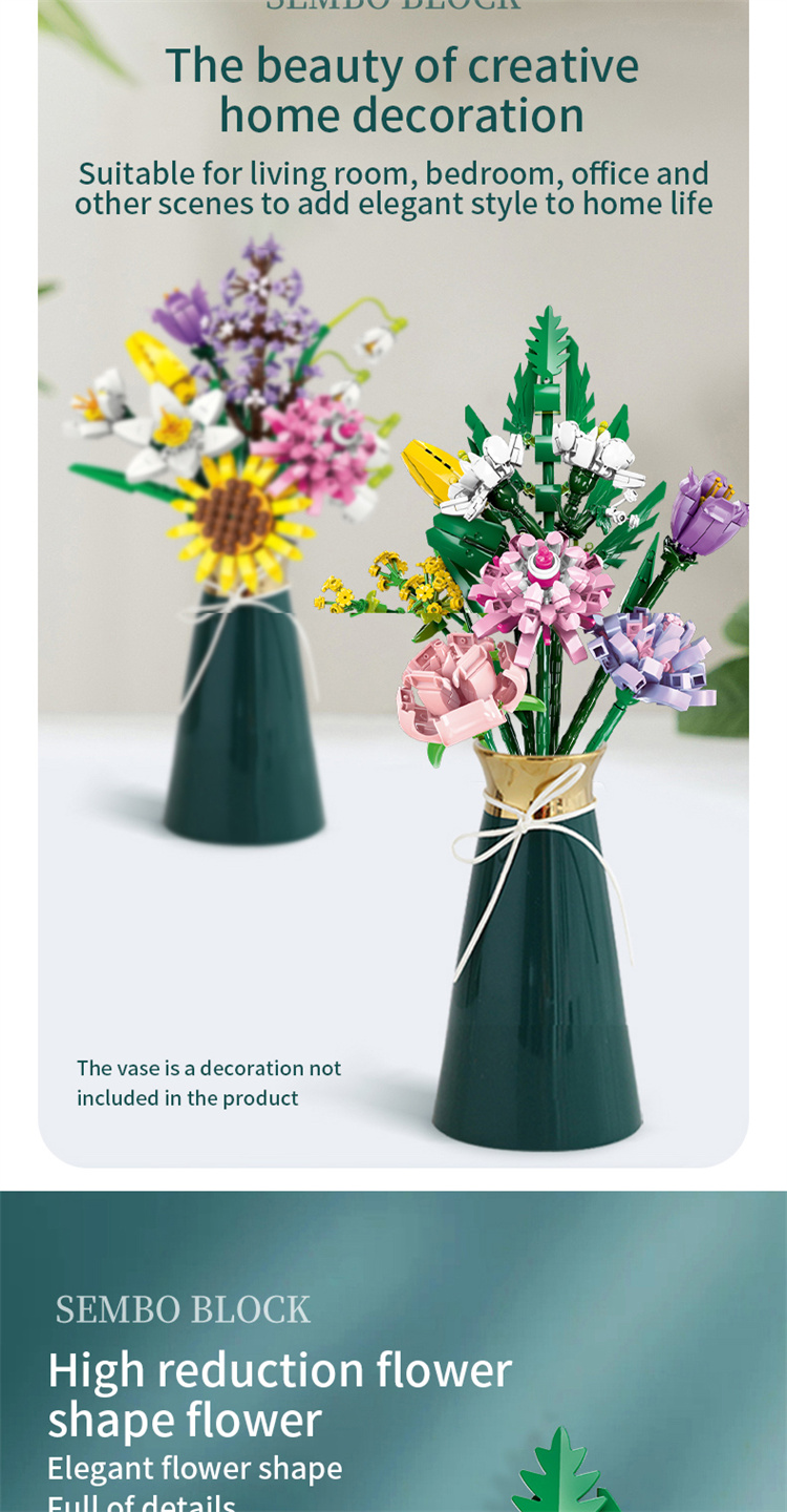 SEMBO DIY Bouquet Building Block Set