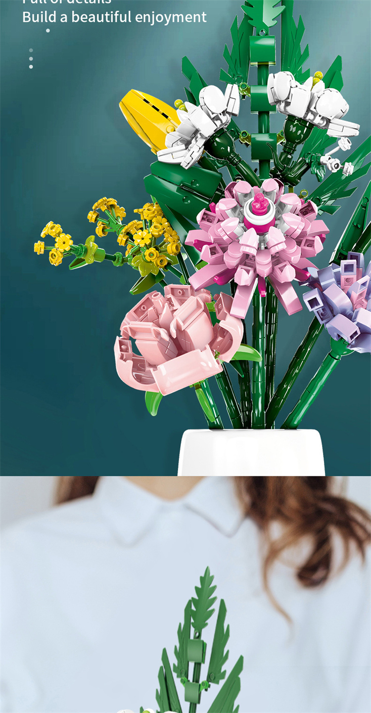SEMBO DIY Bouquet Building Block Set