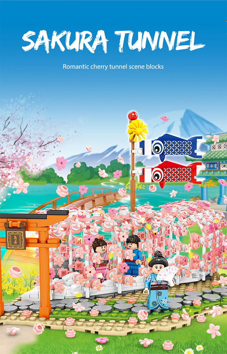 SEMBO Sakura Pavilion Street Scenic Blocks Set Group
