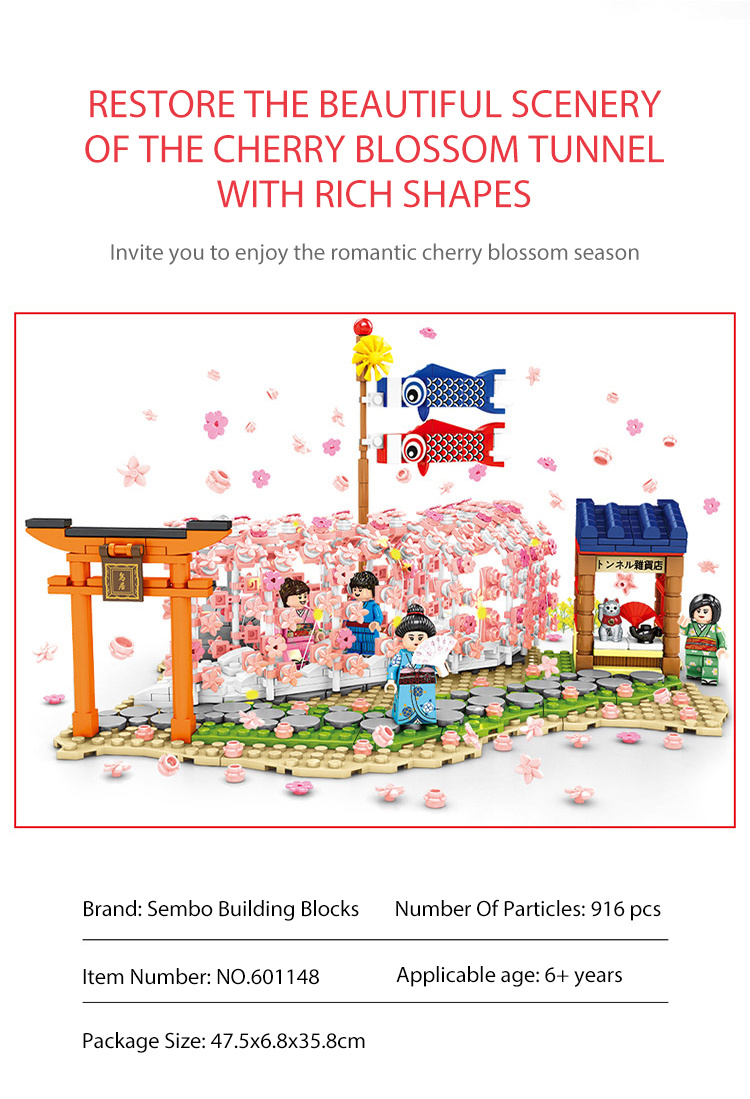 SEMBO Sakura Pavilion Street Scenic Blocks Set Group