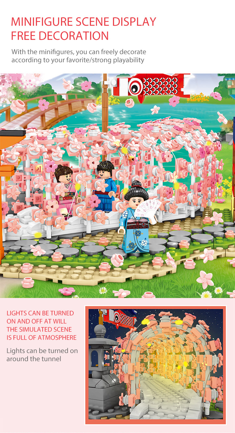 SEMBO Sakura Pavilion Street Scenic Blocks Set Group