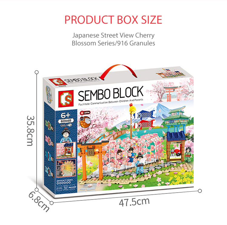 SEMBO Sakura Pavilion Street Scenic Blocks Set Group