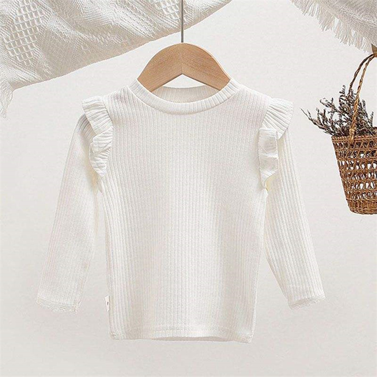 Adorable Basic Mantel für Mädchen aus einfarbiger Baumwolle mit Rüschen