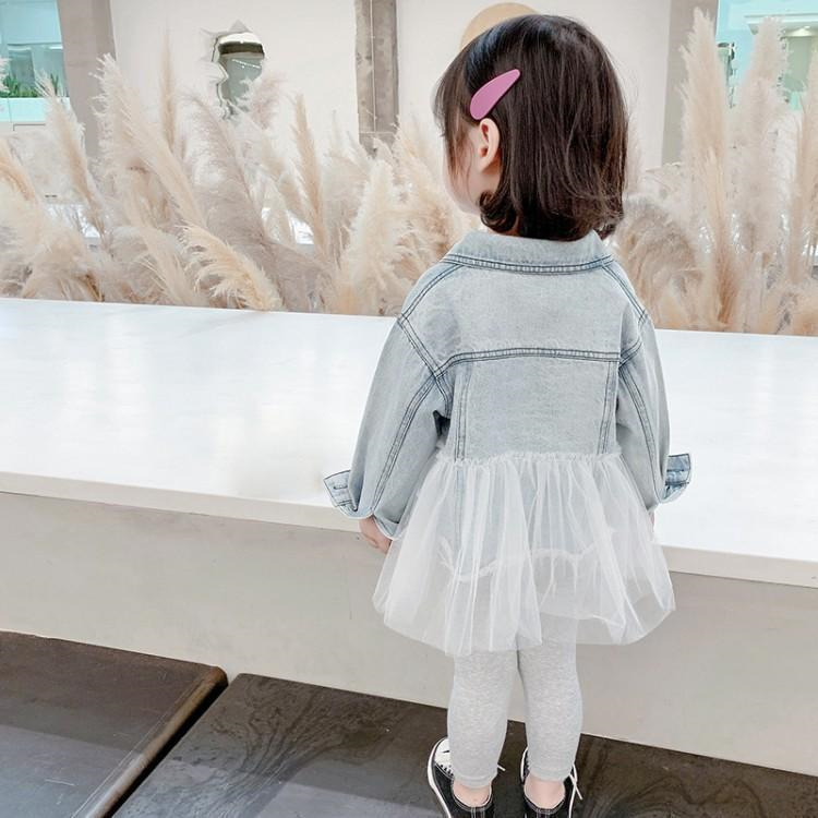Babe GoGo Koreanische Kinder Jeansjacke mit Spitzenrand