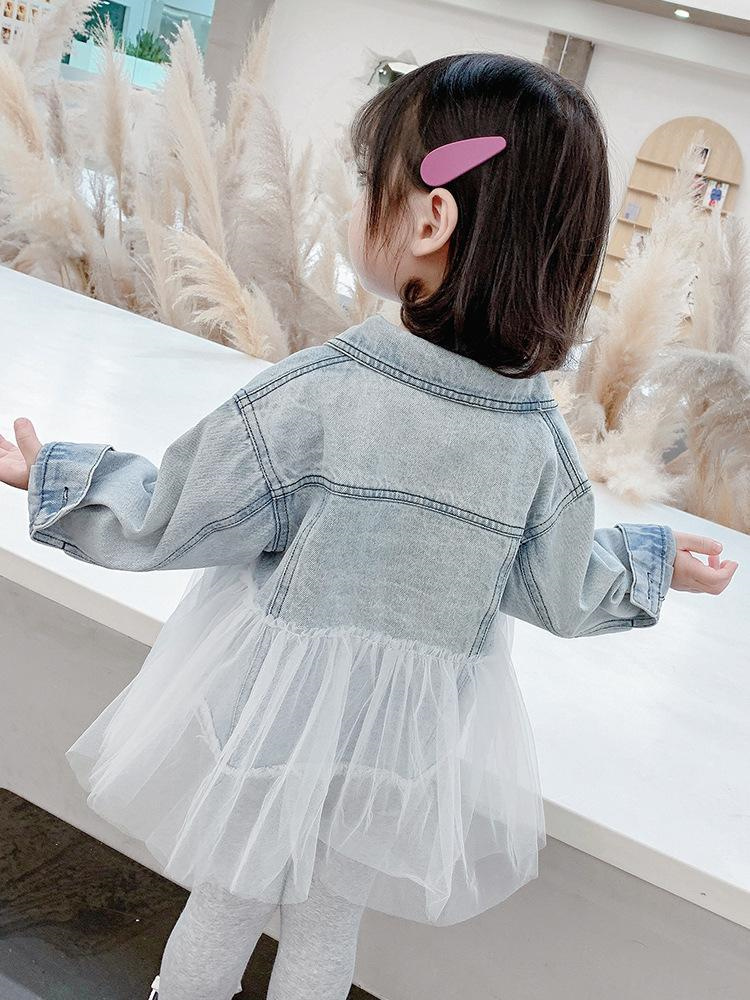 Babe GoGo Koreanische Kinder Jeansjacke mit Spitzenrand
