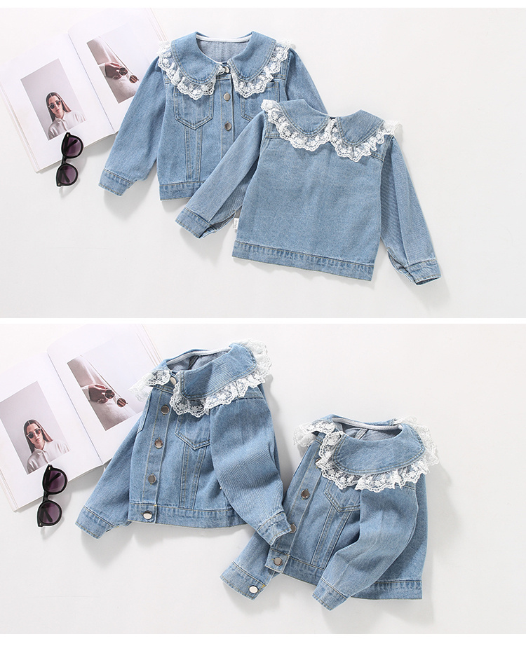 Tami Lace Doll Kragen Baby Mädchen Denim Mantel