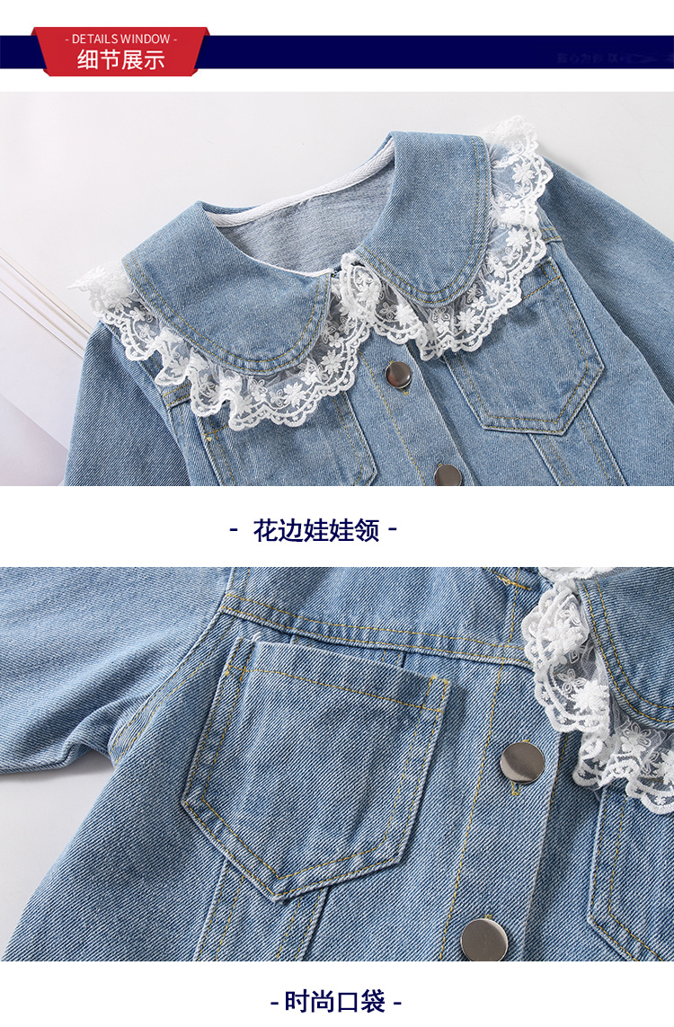 Tami Lace Doll Kragen Baby Mädchen Denim Mantel