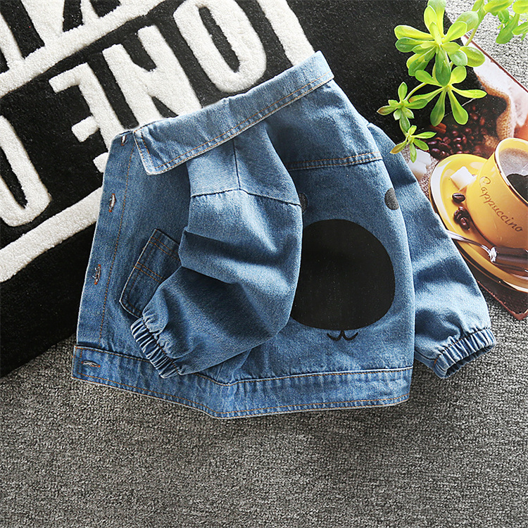 IENENS Baby s Back Bear Print Denim Mantel