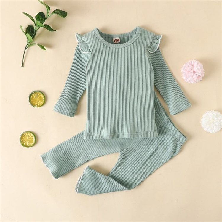 Adorable Rib Solid Kinder Pyjama Anzug
