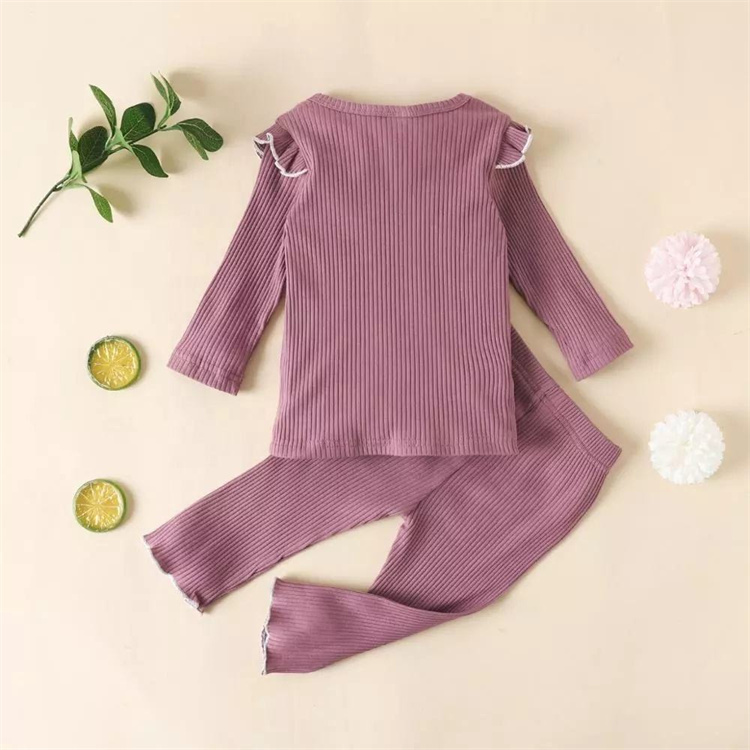Adorable Rib Solid Kinder Pyjama Anzug